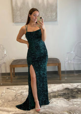 Lindsay | Sparkly Mermaid Emerald Green Sequin Long Prom Dress - Price #price_variant_lowest# - Emerald Green - PromDressClub